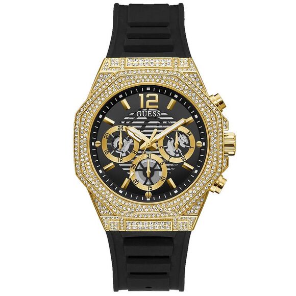 Guess Men's Momentum Black Gold Tone Multi-function Black Dial Watch - GW0518G2